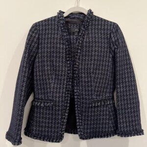 J. Crew Going-out Blazer in Shadow Houndstooth Print - Navy Tweed Fringe